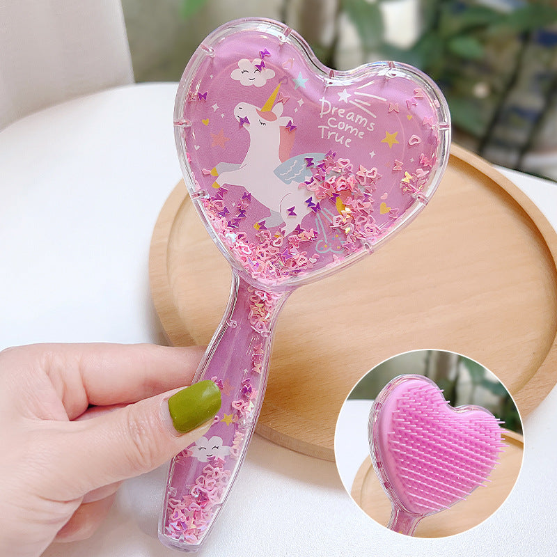 Cute Cartoon Stars Heart Quicksand Princess Hair Brushes & Combs