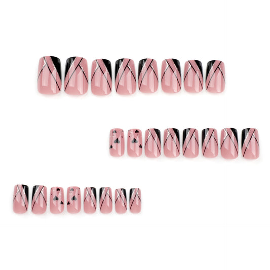 French Bevel Shimmering Powder Love Fake Nail Art