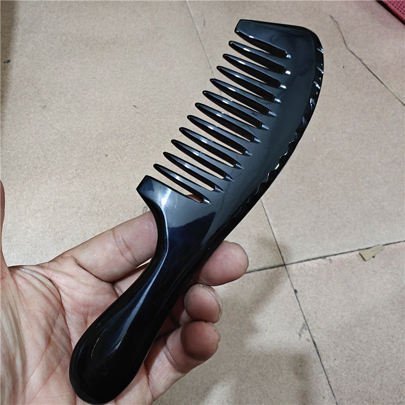 Black Round Handle Buffalo Horn Dense Hair Brushes & Combs