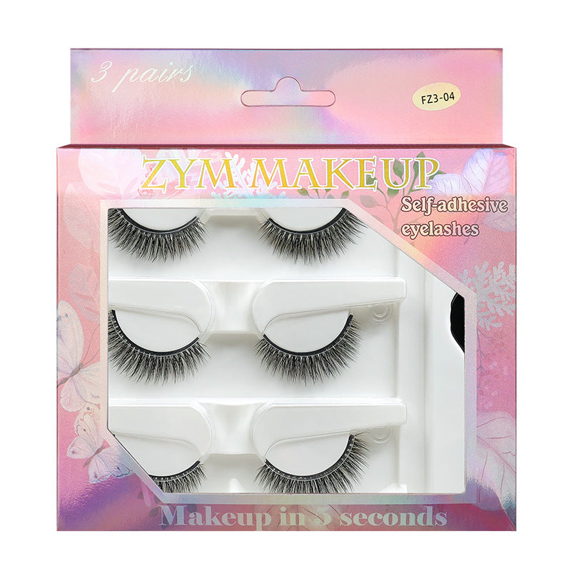 Three Pairs Of Self-adhesive Eyelash Natural False Lashes