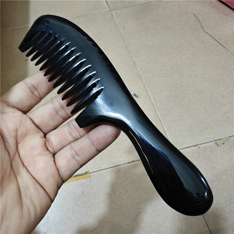 Black Round Handle Buffalo Horn Dense Hair Brushes & Combs