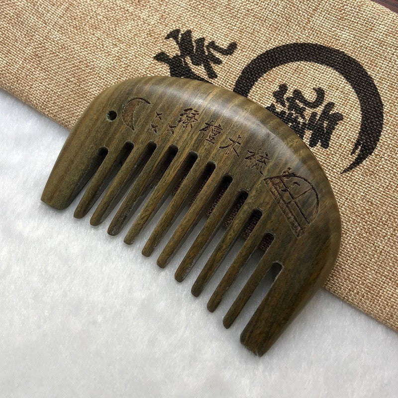 Women's & Men's Authentic Green Sandalwood Wooden Curly Straight Big Hair Brushes & Combs