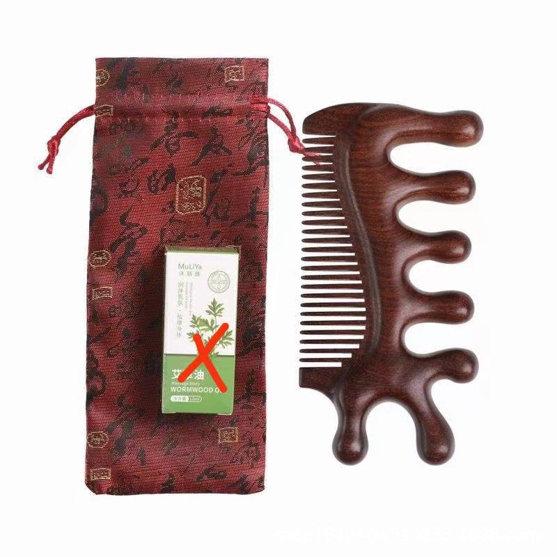 Green Sandalwood Head Ball Meridian Leather Hair Brushes & Combs