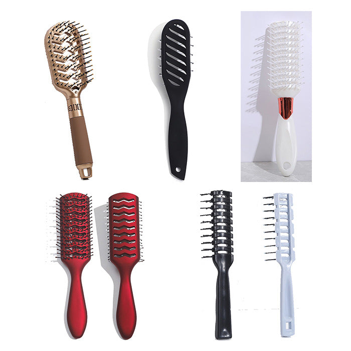 Long Black Ribs Hollow Massage Scalp Hair Brushes & Combs