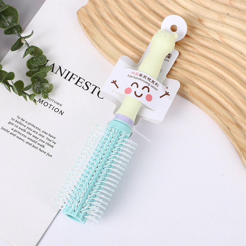 Cartoon Head Handle Color Matching Curling Dormitory Round Hair Brushes & Combs