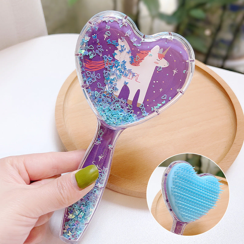 Cute Cartoon Stars Heart Quicksand Princess Hair Brushes & Combs