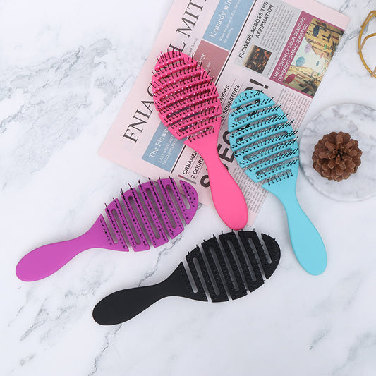 Women's Hollow Fluffy High Skull Top Styling Plastic Hair Brushes & Combs