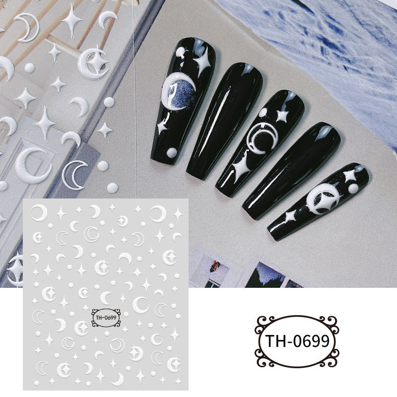 White Three-dimensional Adhesive Shell Relief Paper Nail Care Nail Art