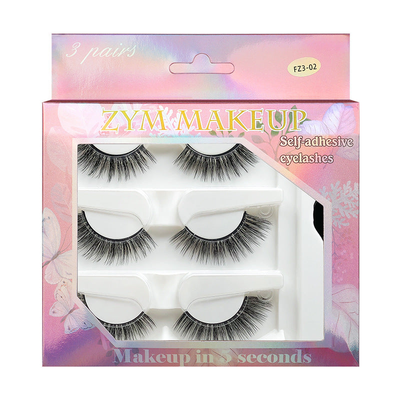 Three Pairs Of Self-adhesive Eyelash Natural False Lashes