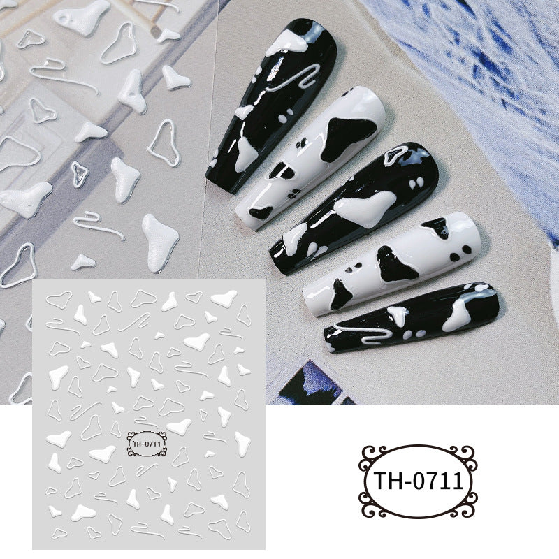 White Three-dimensional Adhesive Shell Relief Paper Nail Care Nail Art