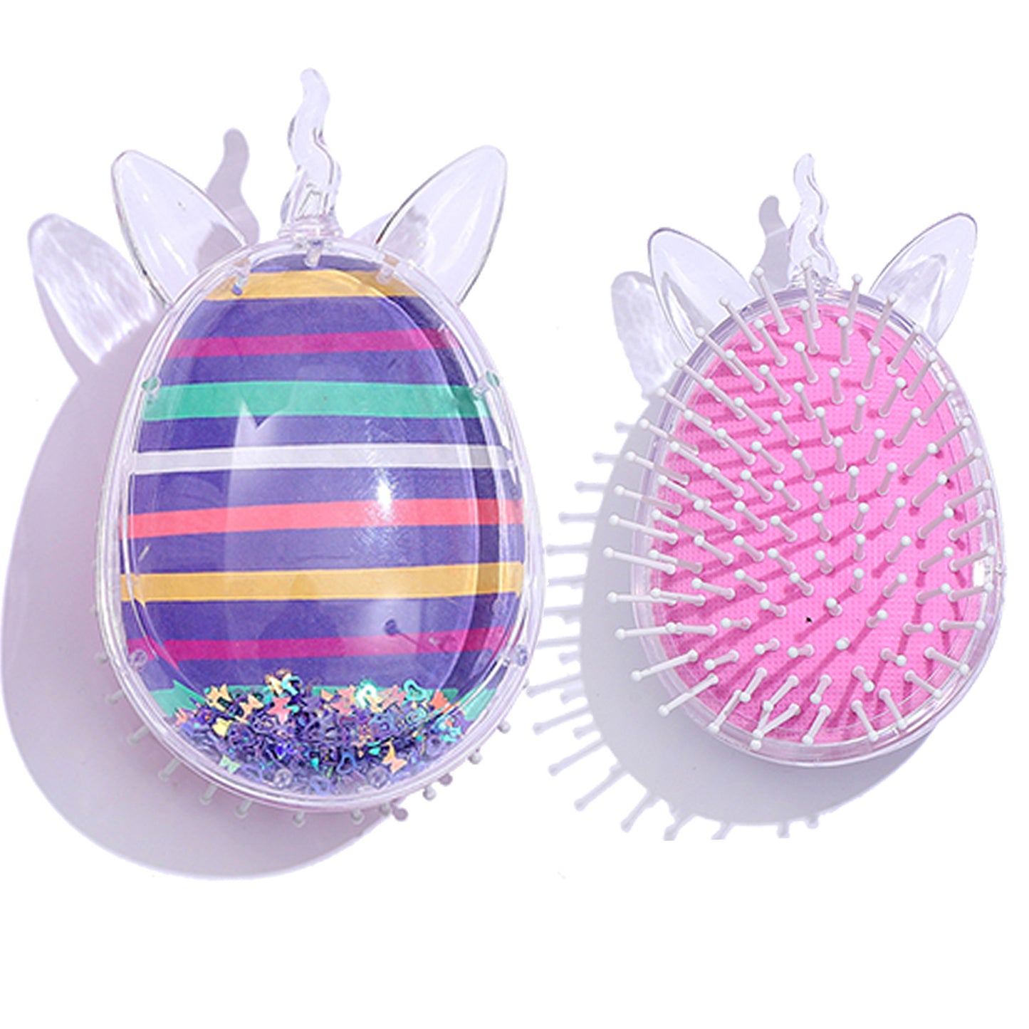 Children's Cute Cartoon Pattern Pony Shape Powder Sequins Portable Airbag Hair Brushes & Combs