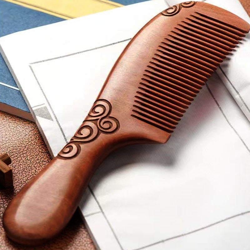 Sandalwood Double-sided Carved Wood Scalp Head Hair Brushes & Combs