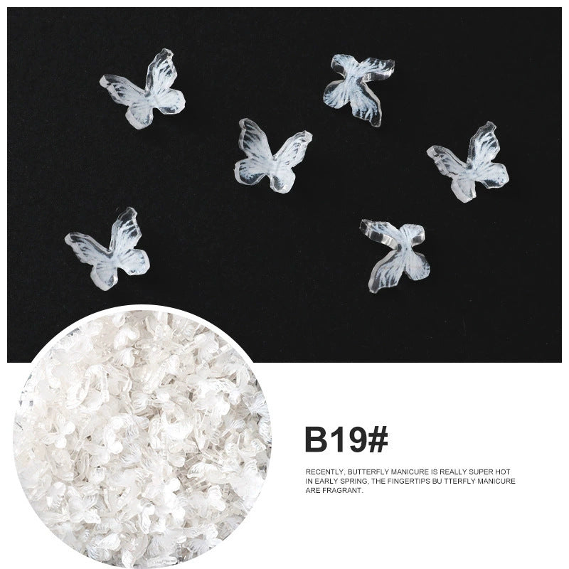 Three-dimensional Butterfly Camellia White Rose Mixed Nail Care Nail Art