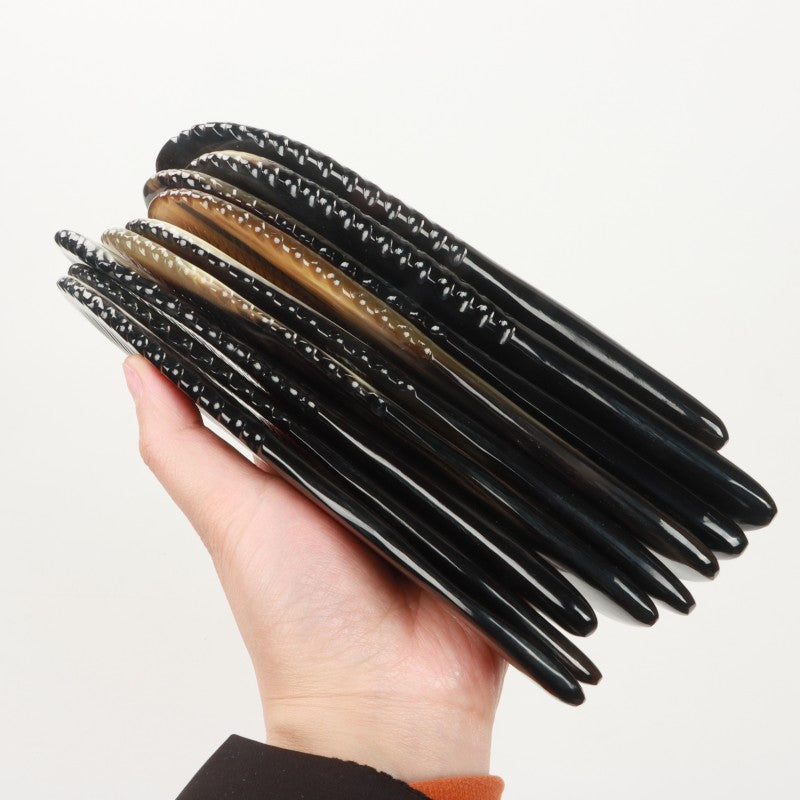 Black Yak Horn Shape Buffalo Sub- Hair Brushes & Combs