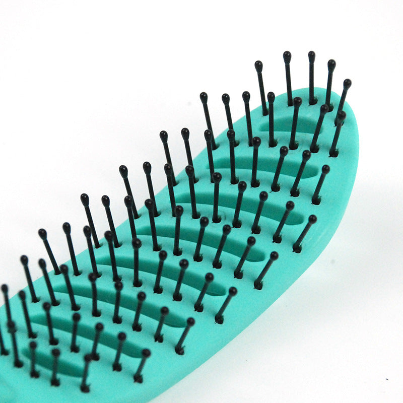 Curved Small Hollow Massage Vent Fine Teeth Color Oil Hair Brushes & Combs