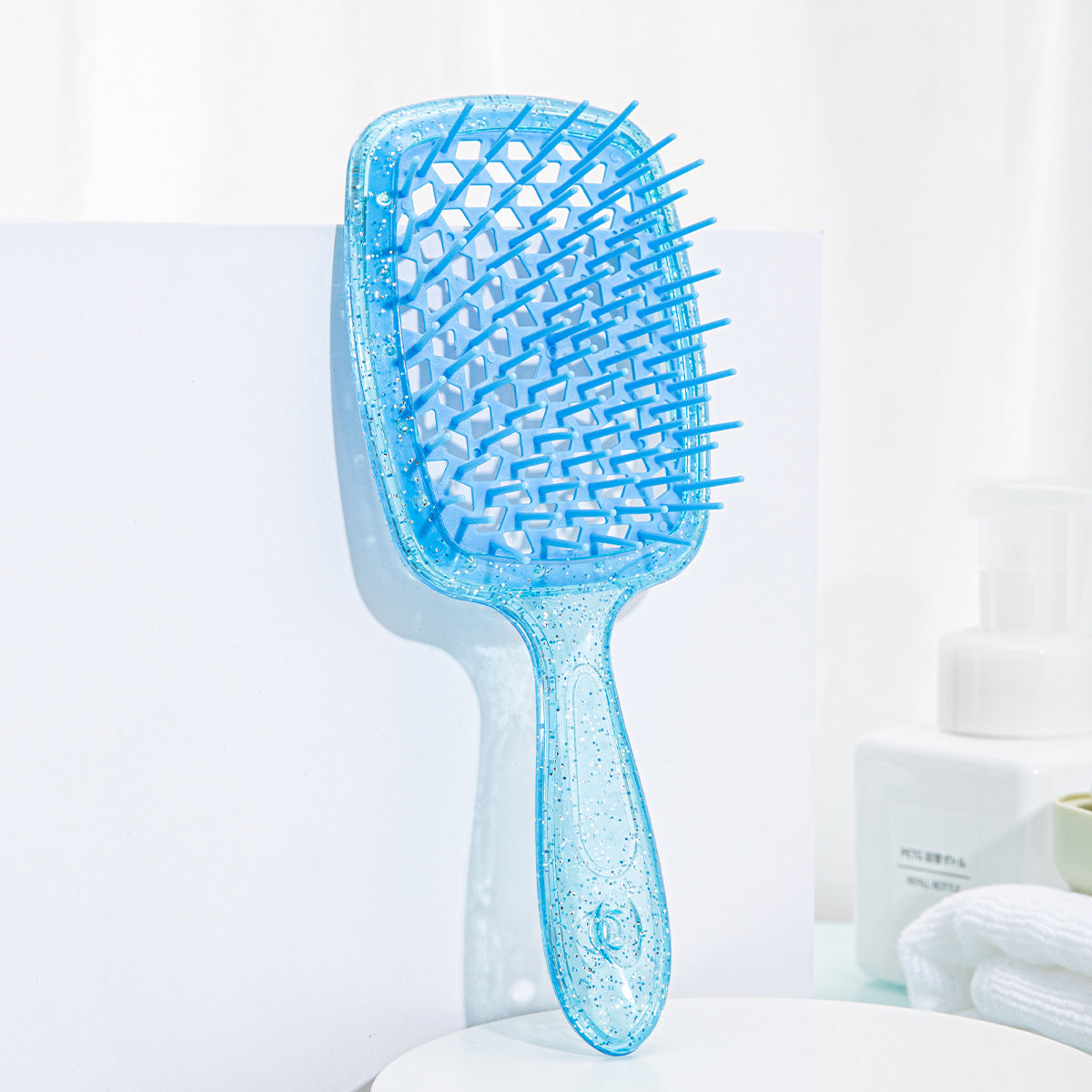 Square Hollow Grid Color Stitching Massage Hair Brushes & Combs