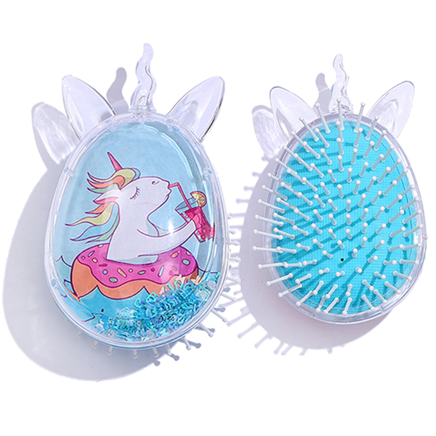 Children's Cute Cartoon Pattern Pony Shape Powder Sequins Portable Airbag Hair Brushes & Combs