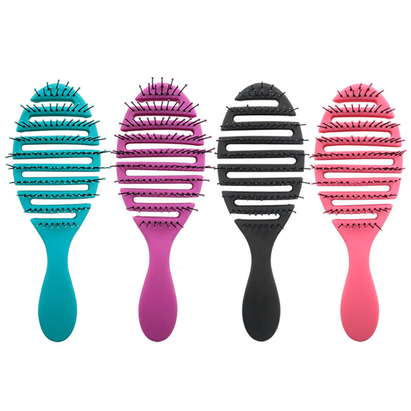 Women's Hollow Fluffy High Skull Top Styling Plastic Hair Brushes & Combs