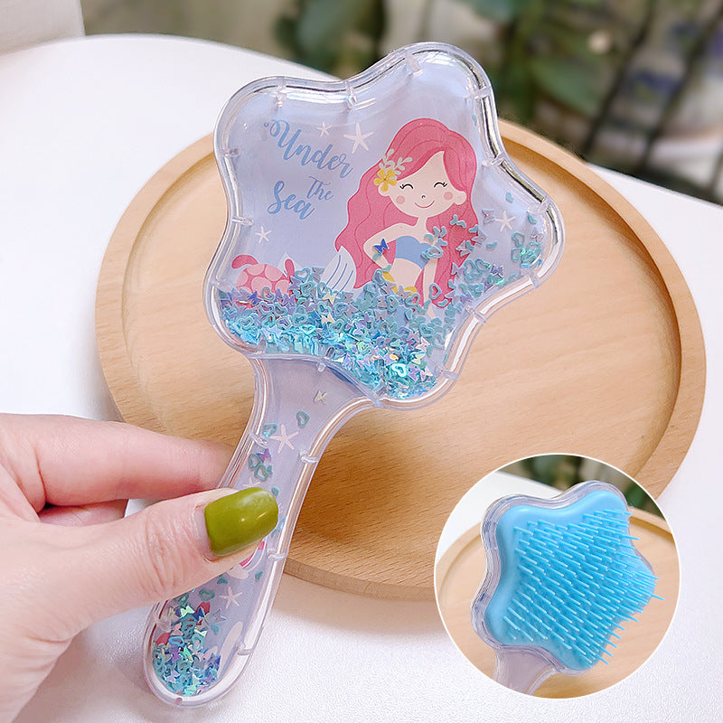 Cute Cartoon Stars Heart Quicksand Princess Hair Brushes & Combs