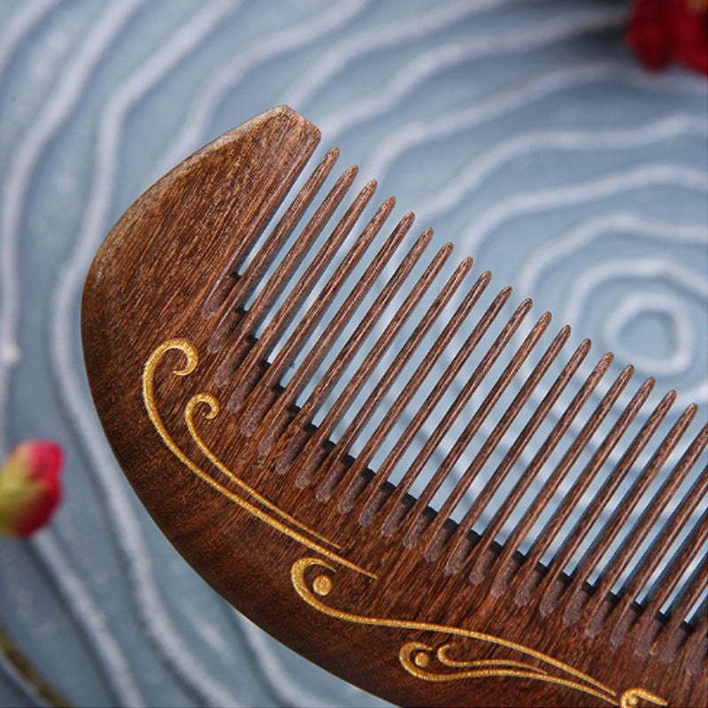 Golden Sandalwood Peacock Black Gold Ebony Hair Brushes & Combs