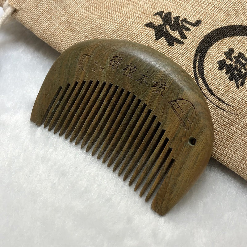 Carved Long Handle Solid Wood Thickened Small Hair Brushes & Combs