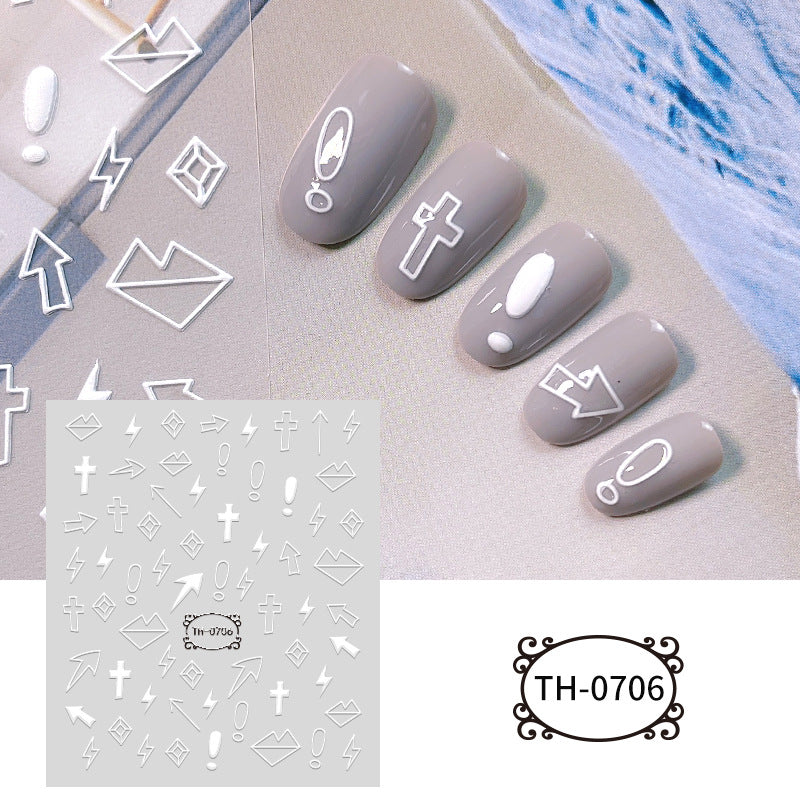 White Three-dimensional Adhesive Shell Relief Paper Nail Care Nail Art