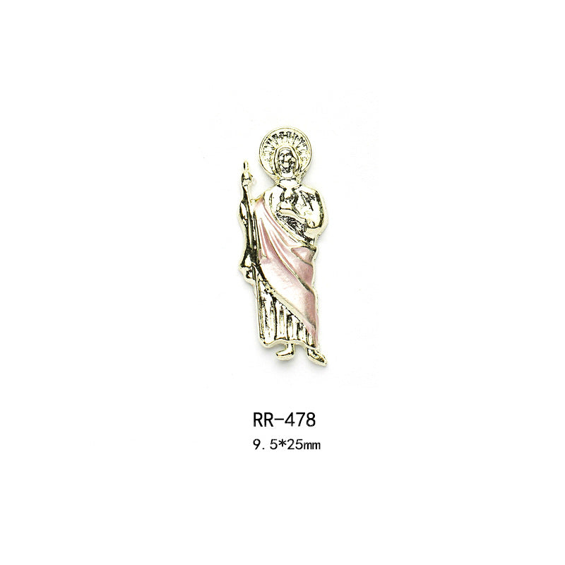 Ornament Virgin Mary Painted Gold Manicures Nail Care Nail Art