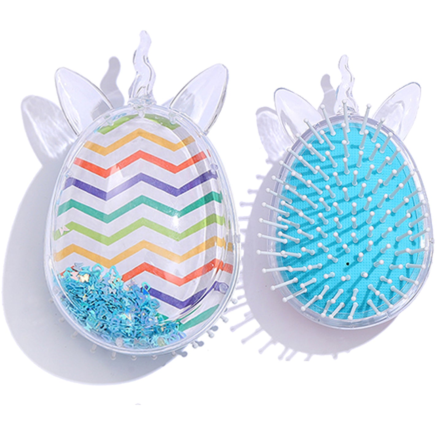 Children's Cute Cartoon Pattern Pony Shape Powder Sequins Portable Airbag Hair Brushes & Combs