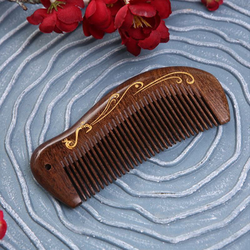 Golden Sandalwood Peacock Black Gold Ebony Hair Brushes & Combs