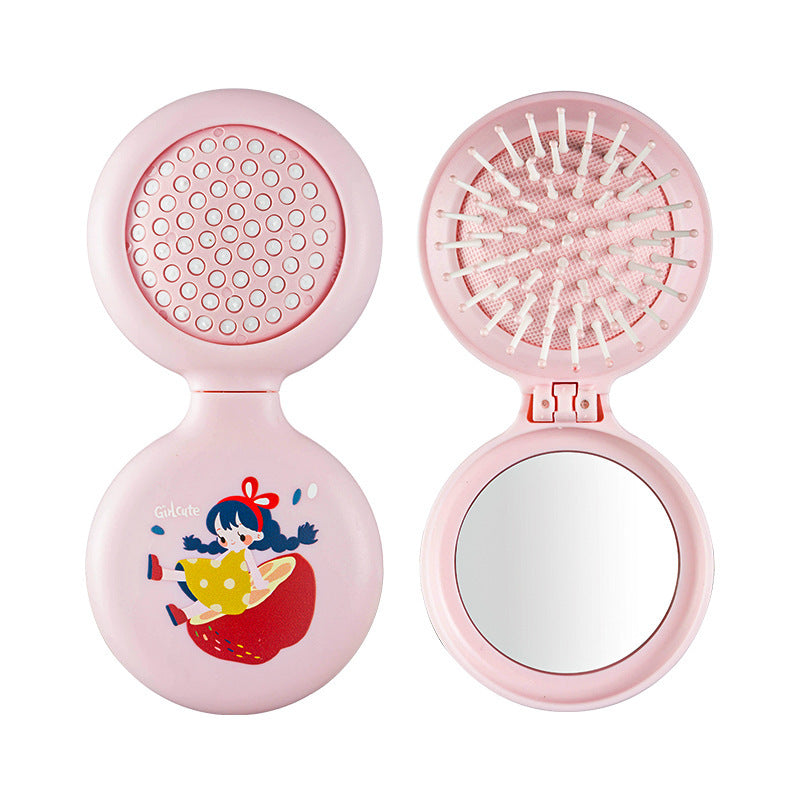 Folding Air Cushion Round Mirror Package Hair Brushes & Combs