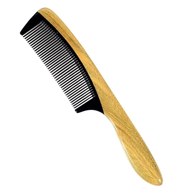 Women's & Men's Dense Teeth Natural Green Sandalwood Horn Massage Hair Brushes & Combs