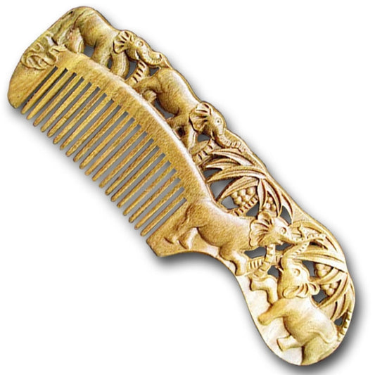 Women's Green Sandalwood Vintage Engraving Gift Box Hair Brushes & Combs