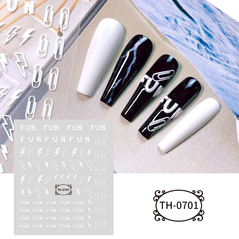 White Three-dimensional Adhesive Shell Relief Paper Nail Care Nail Art