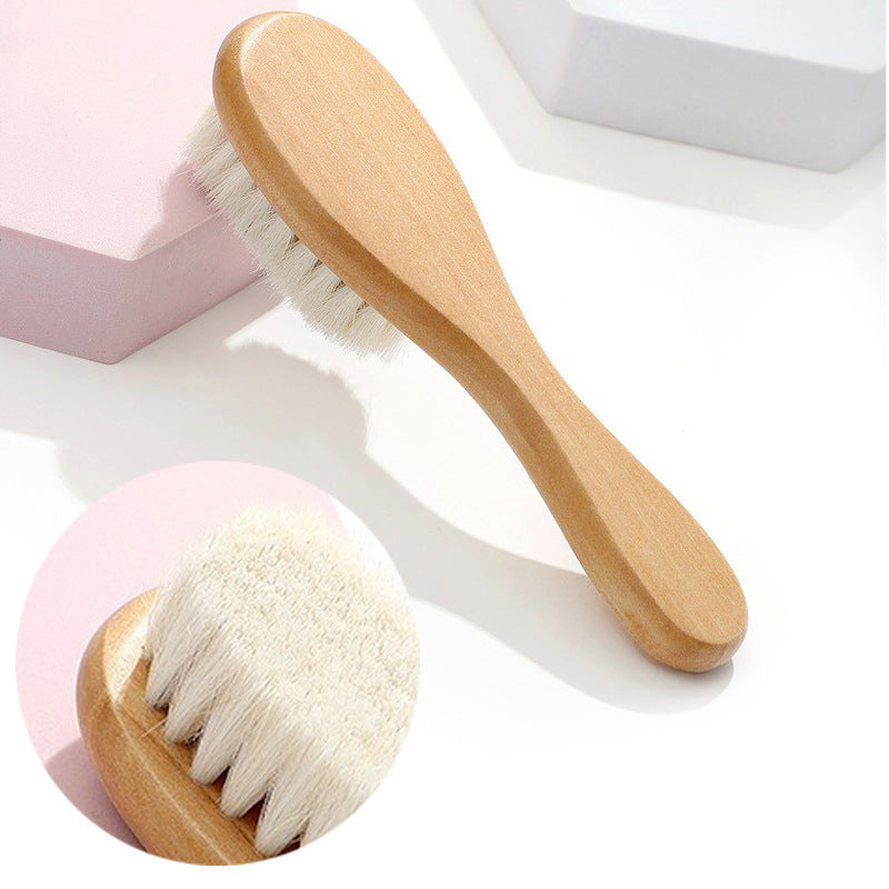 Hollow Wool Wooden Carved Cleaning Brush Head Massage Hair Brushes & Combs