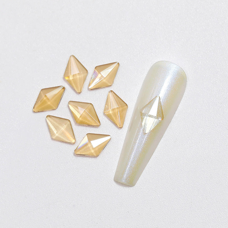 Tea Color Aurora Diamond Transparent Flat-bottomed Fancy Shape Rhinestone Nail Care Nail Art