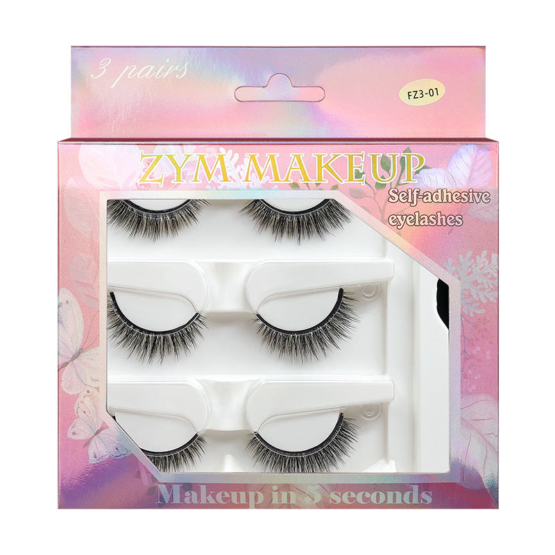 Three Pairs Of Self-adhesive Eyelash Natural False Lashes