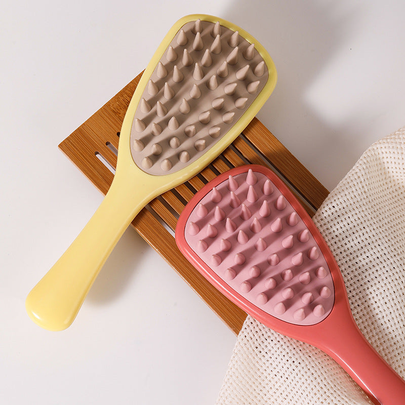 Ginkgo Leaf Long Handle Shampoo Silicone Coarse Texture Hair Brushes & Combs