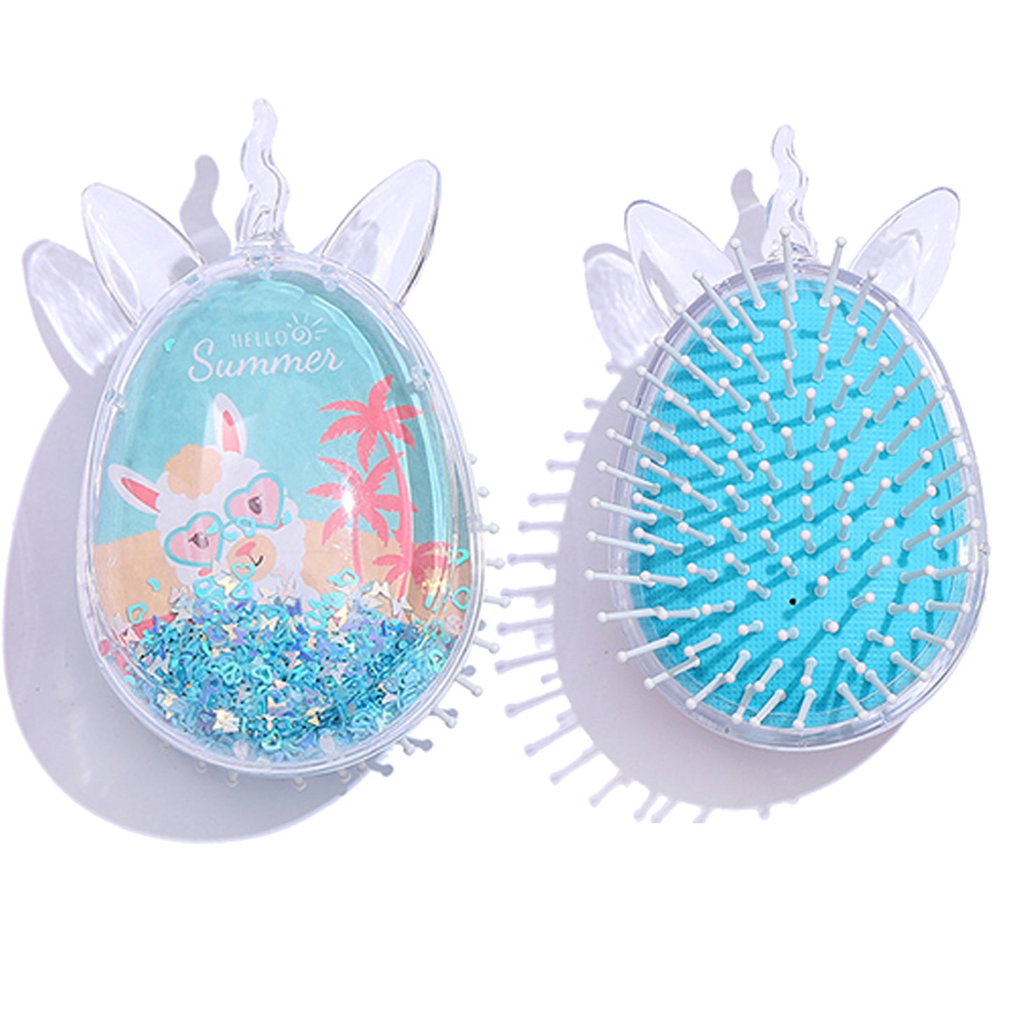 Children's Cute Cartoon Pattern Pony Shape Powder Sequins Portable Airbag Hair Brushes & Combs