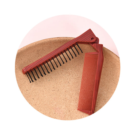 Wood Grain Folding Portable Small Easy Storage Hair Brushes & Combs