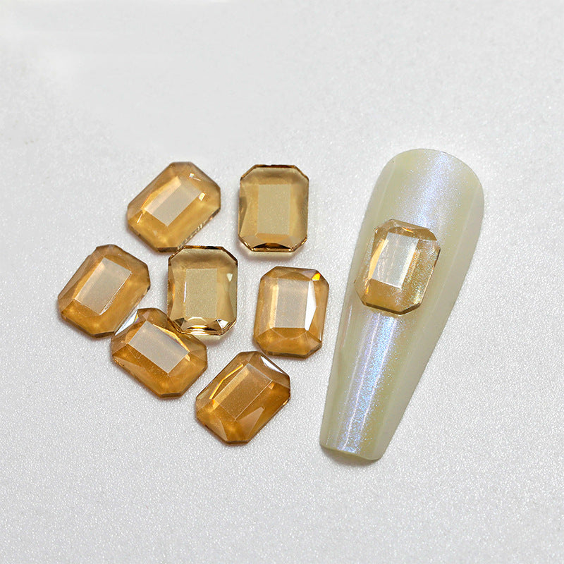 Tea Color Aurora Diamond Transparent Flat-bottomed Fancy Shape Rhinestone Nail Care Nail Art