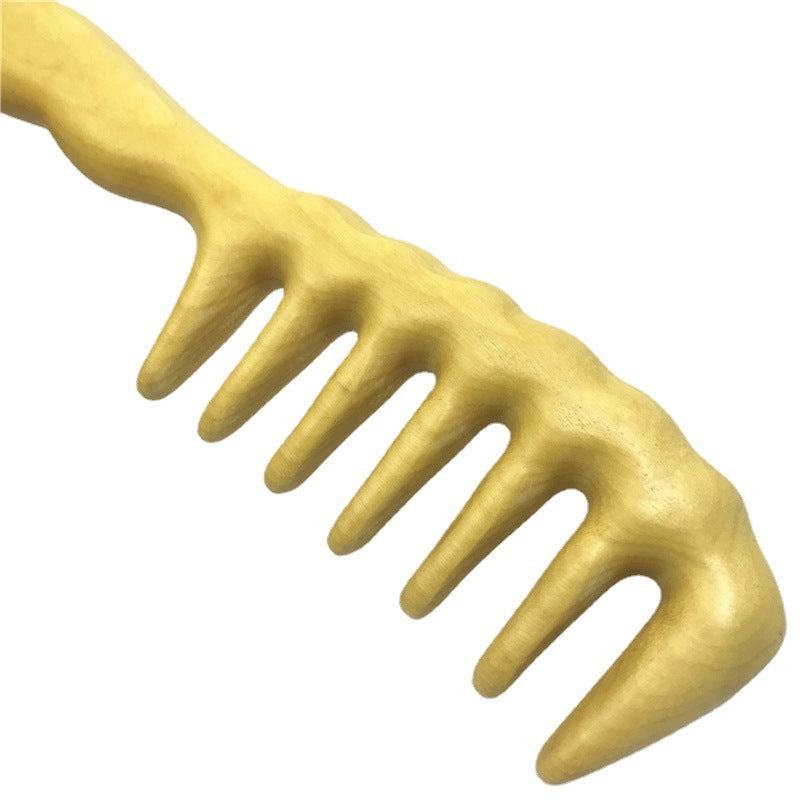 Yellow Poplar Wide Tooth Meridian Massage Big Wooden Handle Hair Brushes & Combs