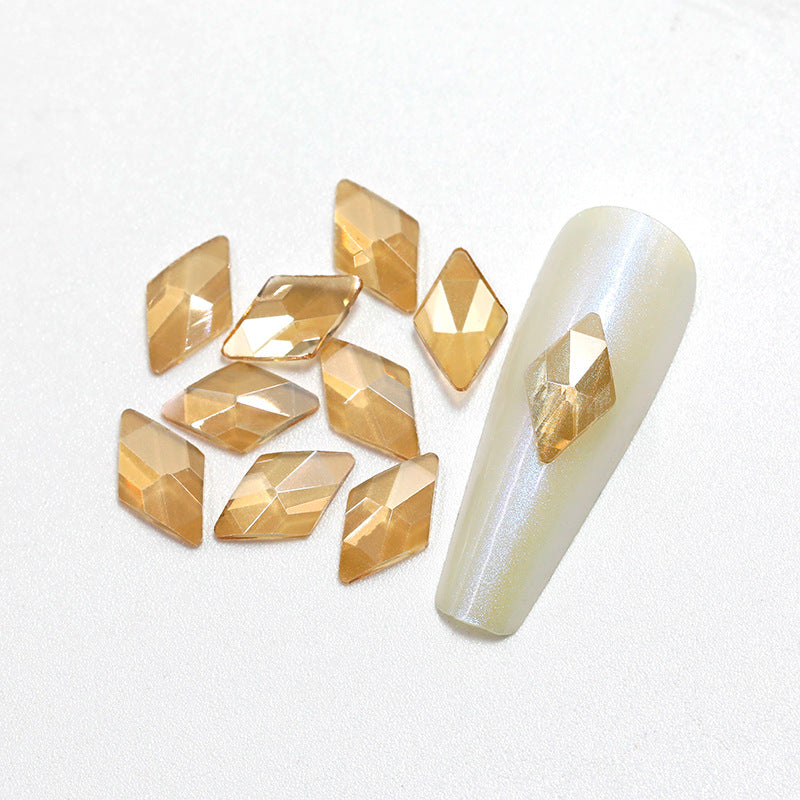 Tea Color Aurora Diamond Transparent Flat-bottomed Fancy Shape Rhinestone Nail Care Nail Art