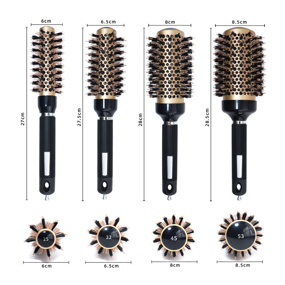 Golden Rolling High Temperature Resistant Ceramic Aluminum Tube Hair Brushes & Combs