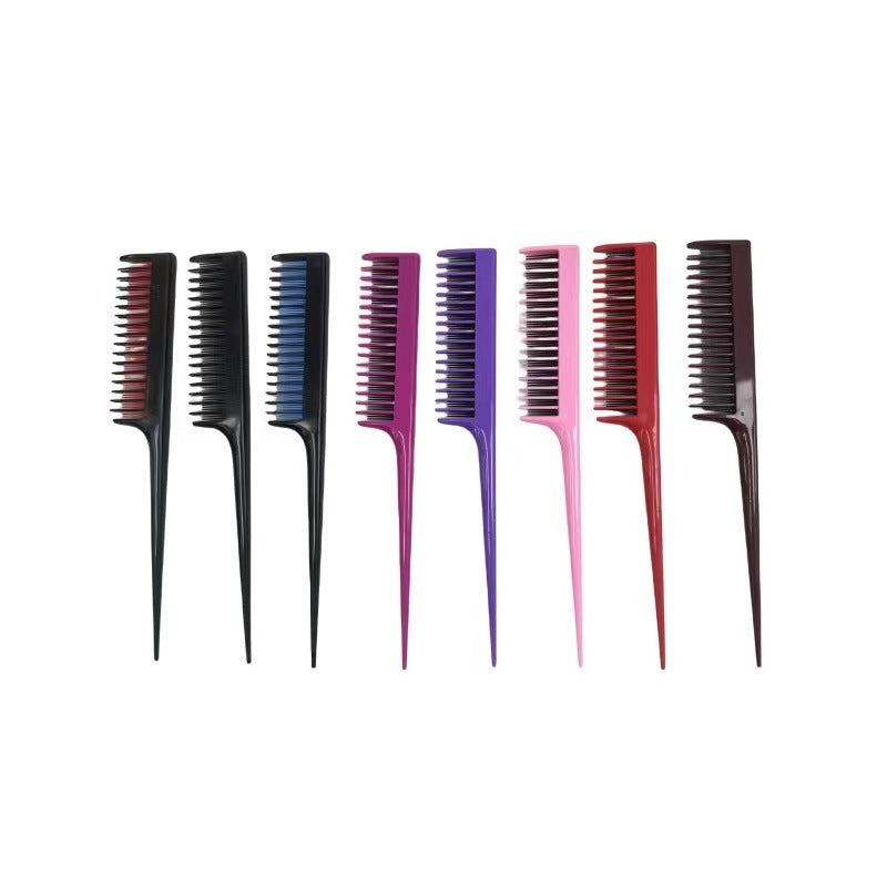 Dyeing Three Rows Plastic Fluff Tail Hair Brushes & Combs