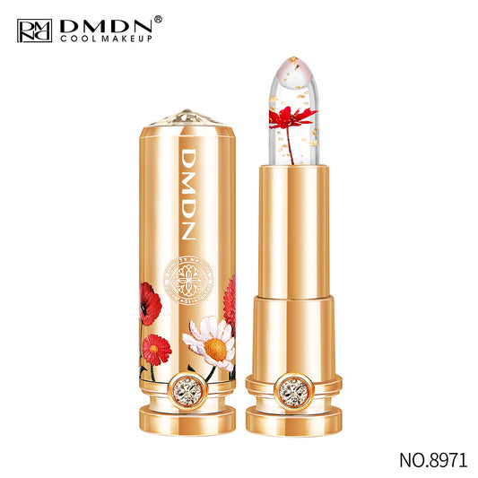 Men's Hot Crystal Petal Gold Foil Temperature Change No Stain Lipsticks