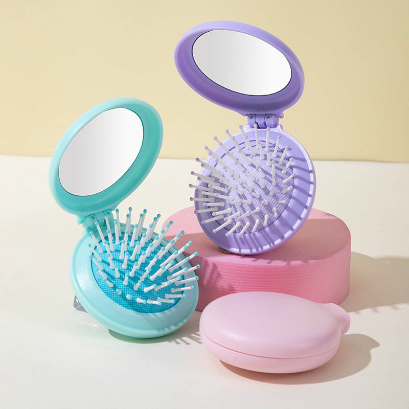 Folding Air Cushion Round Mirror Package Hair Brushes & Combs