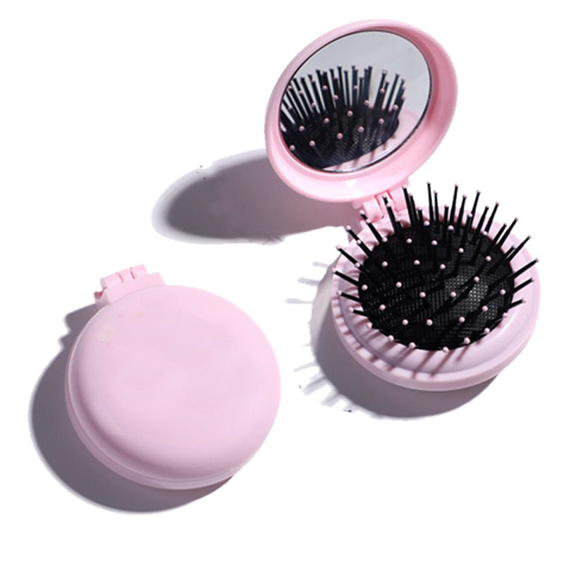 One-piece Pink Yellow Small Folding Mirror Cute Hair Brushes & Combs