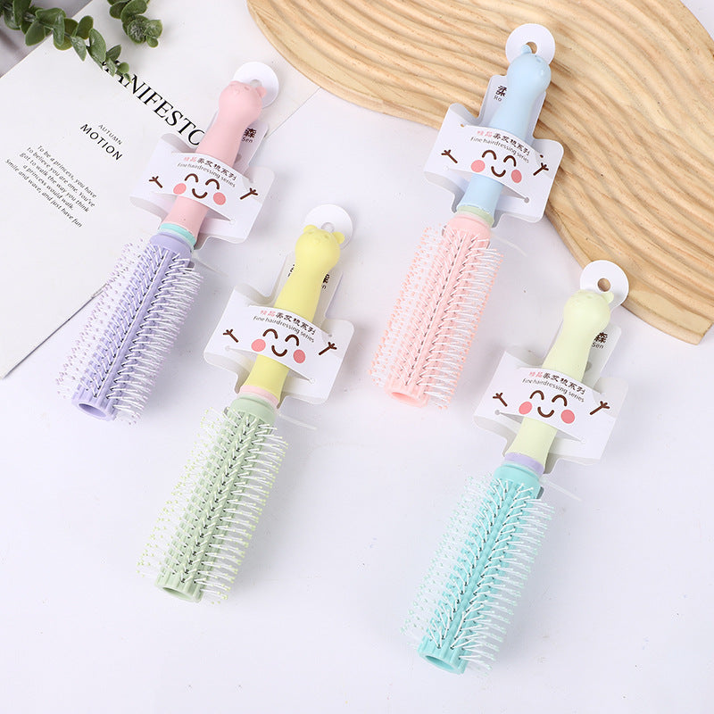 Cartoon Head Handle Color Matching Curling Dormitory Round Hair Brushes & Combs