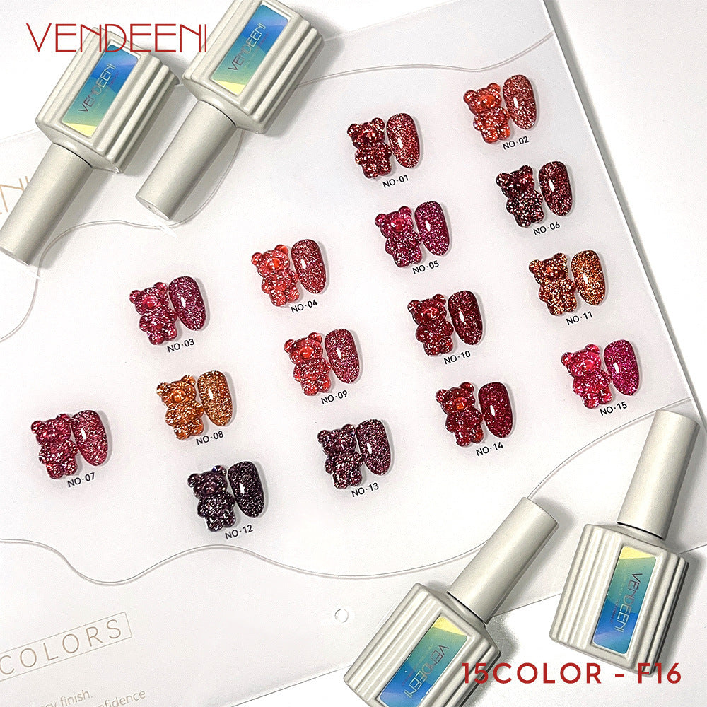 Disco Rubber Color Macaron Diamond In Nail Polish