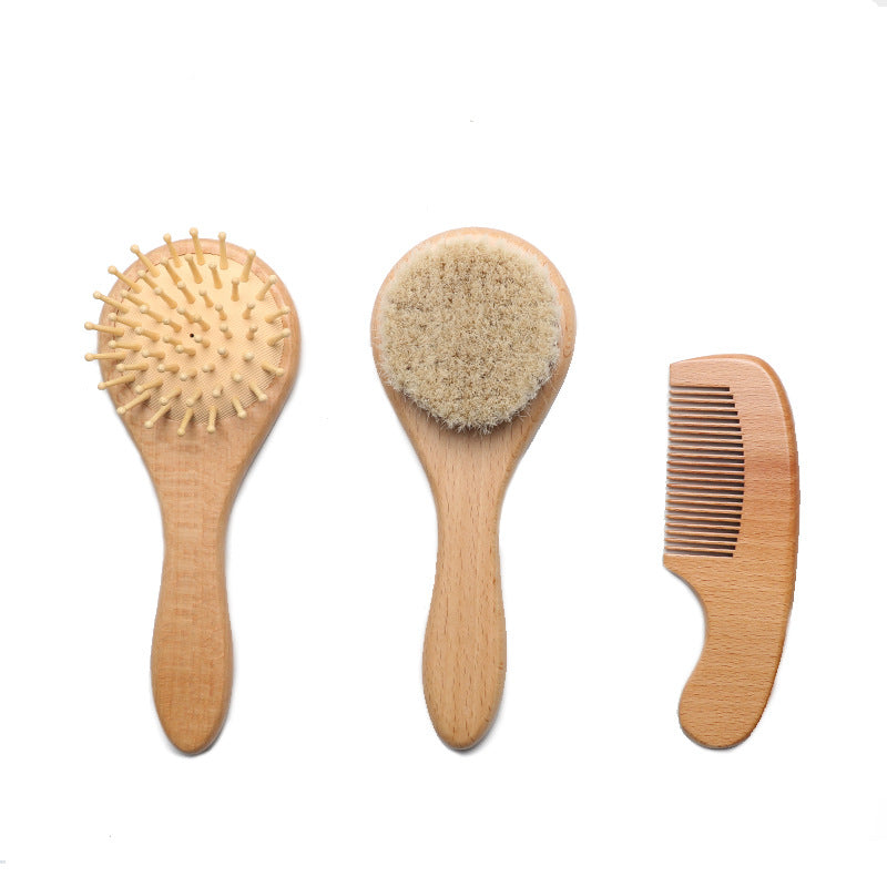 Beech Round Head Airbag Three-piece Wool Brush Hair Brushes & Combs